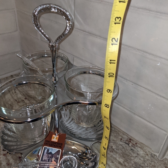 Irvinware VTG Clamshell Bowls, Glass Dishes & Spoons W/ Box Gourmet Lazy Susan - Picture 5 of 12